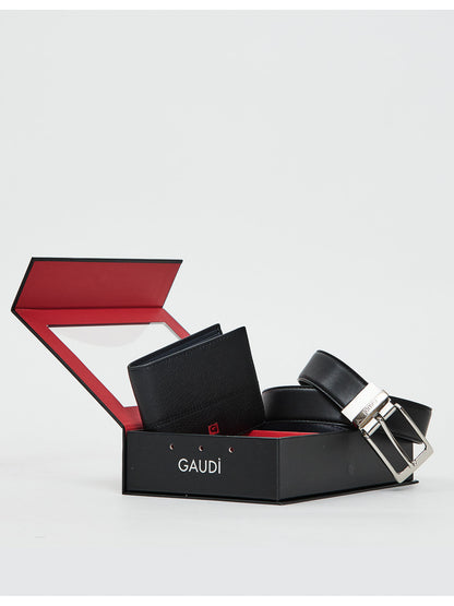 BOX PORTAFOGLIO + CINTURA GAUDI' DA UOMO NERO BLU
