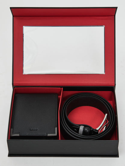 BOX PORTAFOGLIO + CINTURA GAUDI' DA UOMO NERO