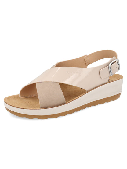 Eleganti sandali donna Fly Flot beige con cinturino regolabile
