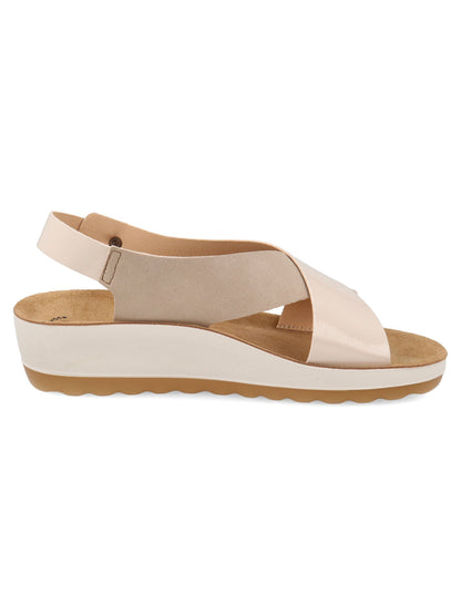 Eleganti sandali donna Fly Flot beige con cinturino regolabile