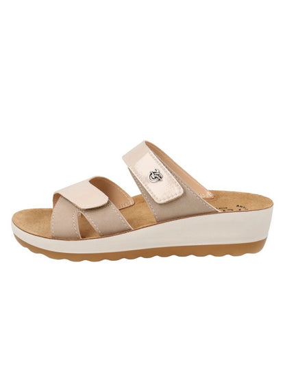 Sandalo Fly Flot da donna beige con doppio velcro regolabile