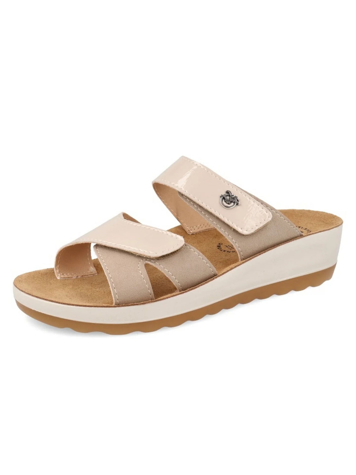 Sandalo Fly Flot da donna beige con doppio velcro regolabile