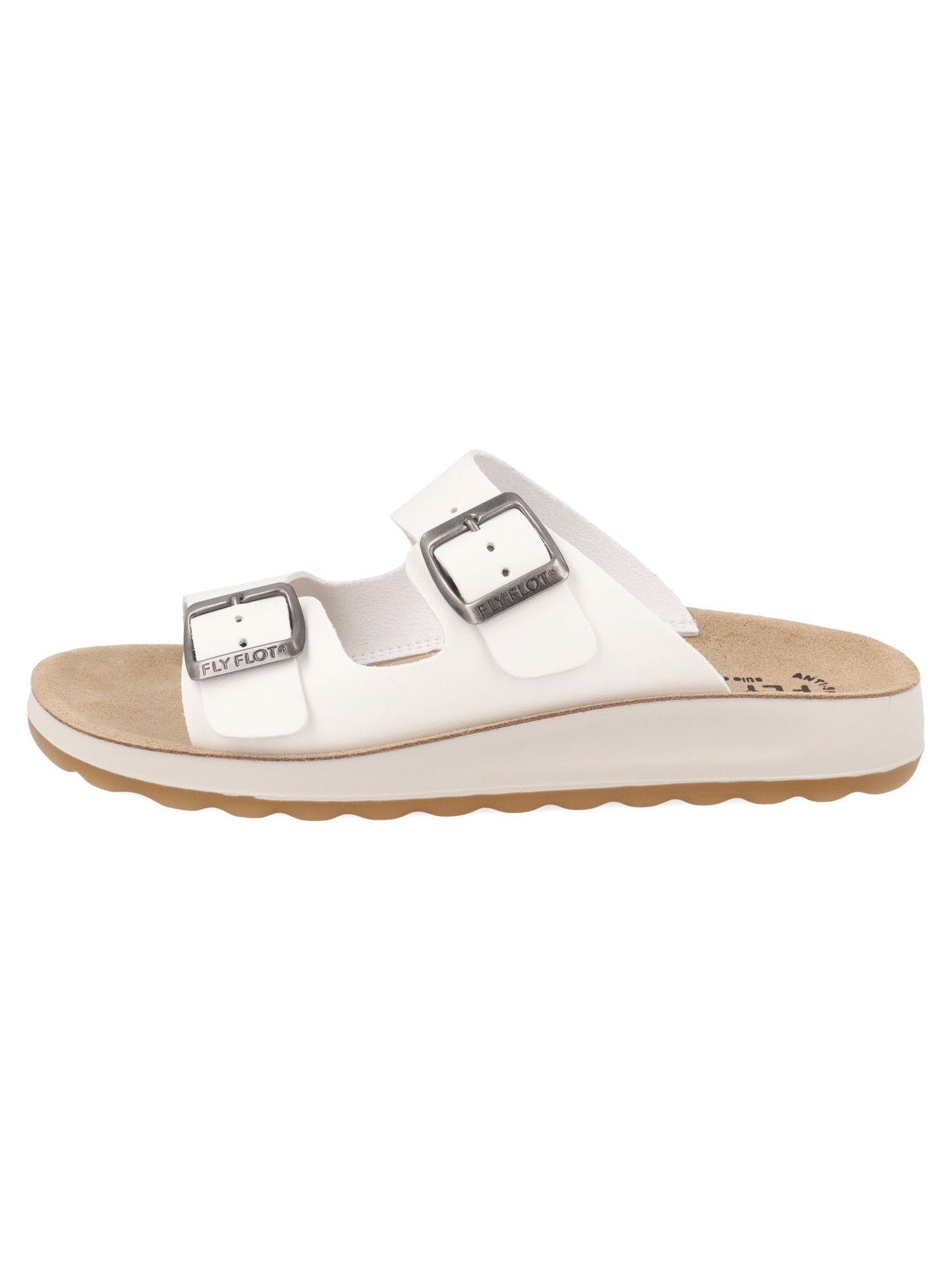Ciabatta da donna Fly Flot bianca con doppia fascia e fibbia regolabile