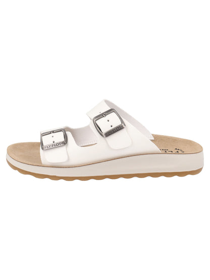 Ciabatta da donna Fly Flot bianca con doppia fascia e fibbia regolabile