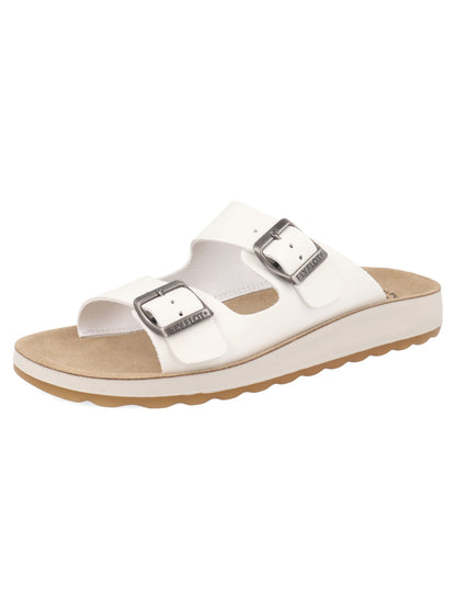 Ciabatta da donna Fly Flot bianca con doppia fascia e fibbia regolabile