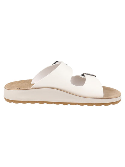 Ciabatta da donna Fly Flot bianca con doppia fascia e fibbia regolabile