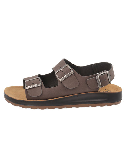 Sandali da uomo Fly Flot marrone con fibbia regolabile e comfort estivo