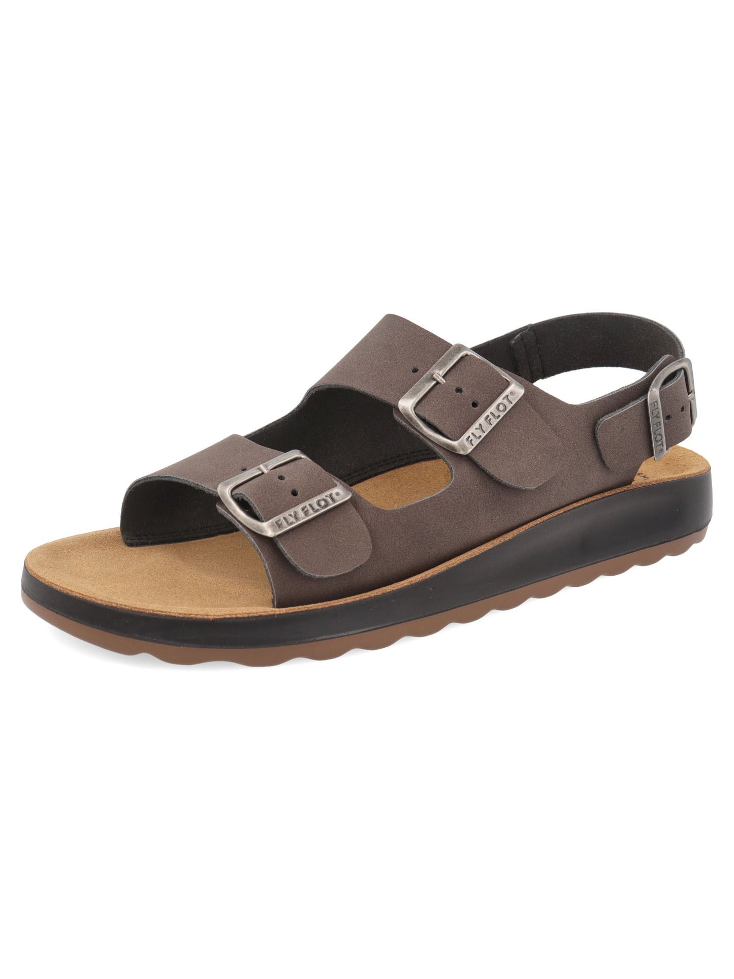 Sandali da uomo Fly Flot marrone con fibbia regolabile e comfort estivo