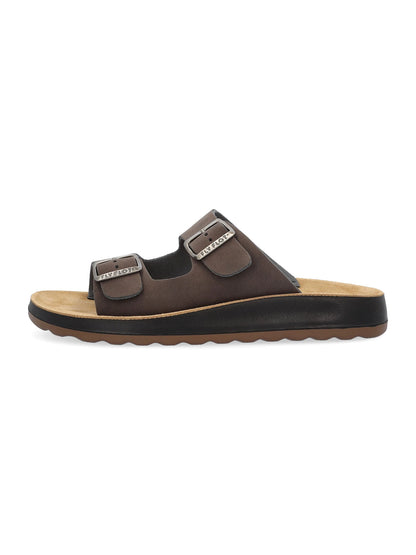 Sandali casual da uomo Fly Flot marroni con fibbia regolabile