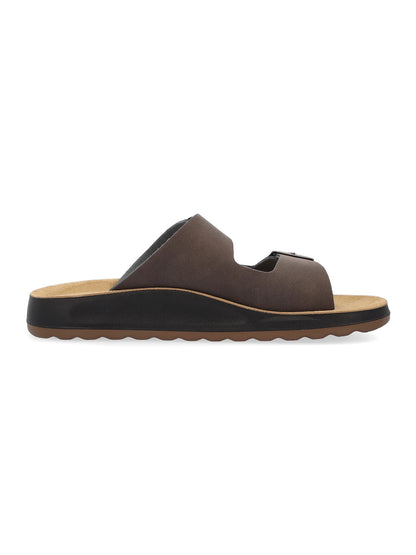 Sandali casual da uomo Fly Flot marroni con fibbia regolabile