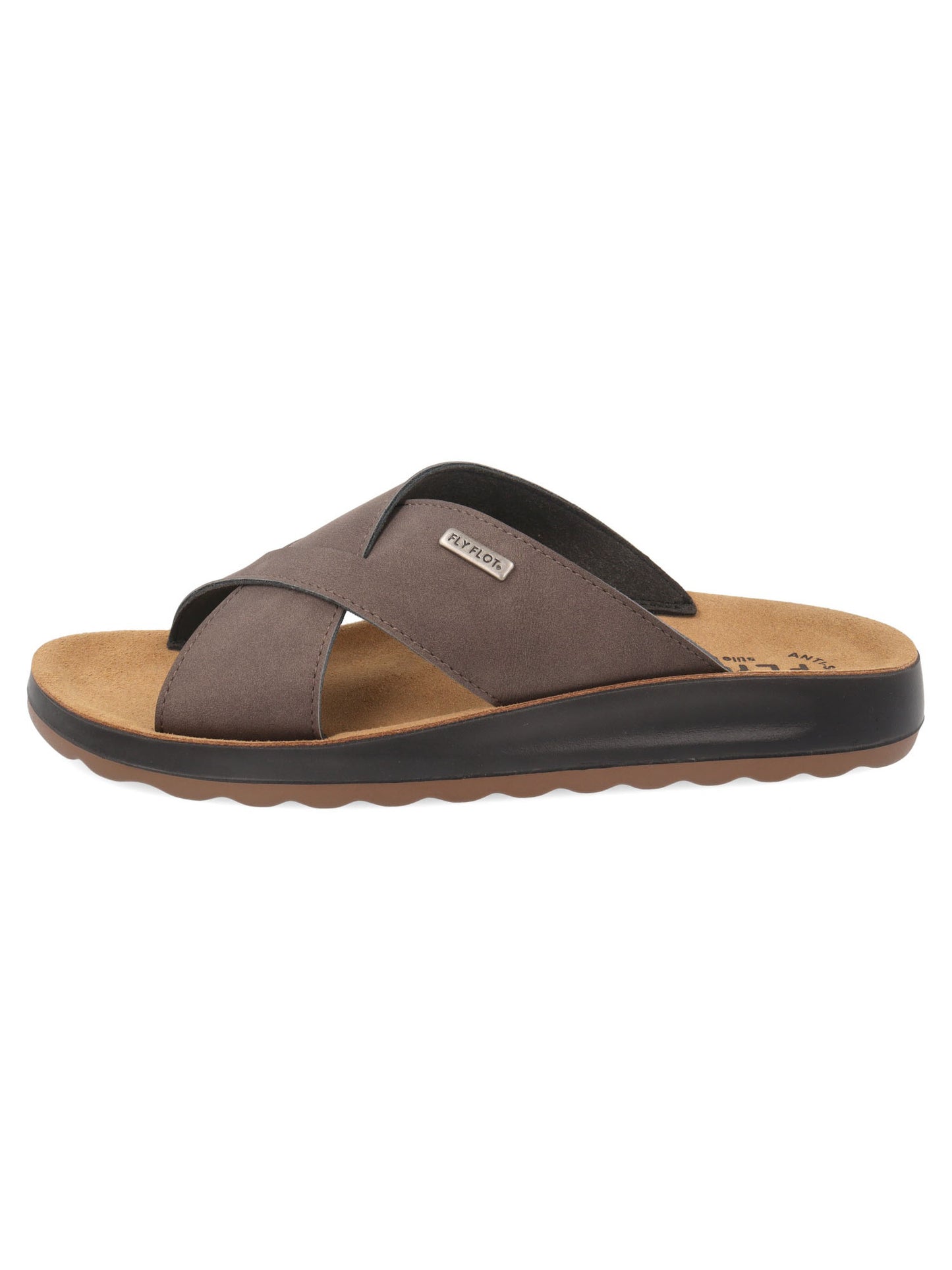 Sandalo donna Fly Flot marrone con doppia fascia intrecciata