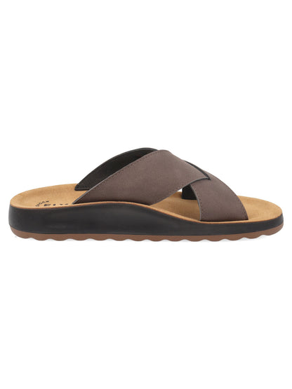 Sandalo donna Fly Flot marrone con doppia fascia intrecciata