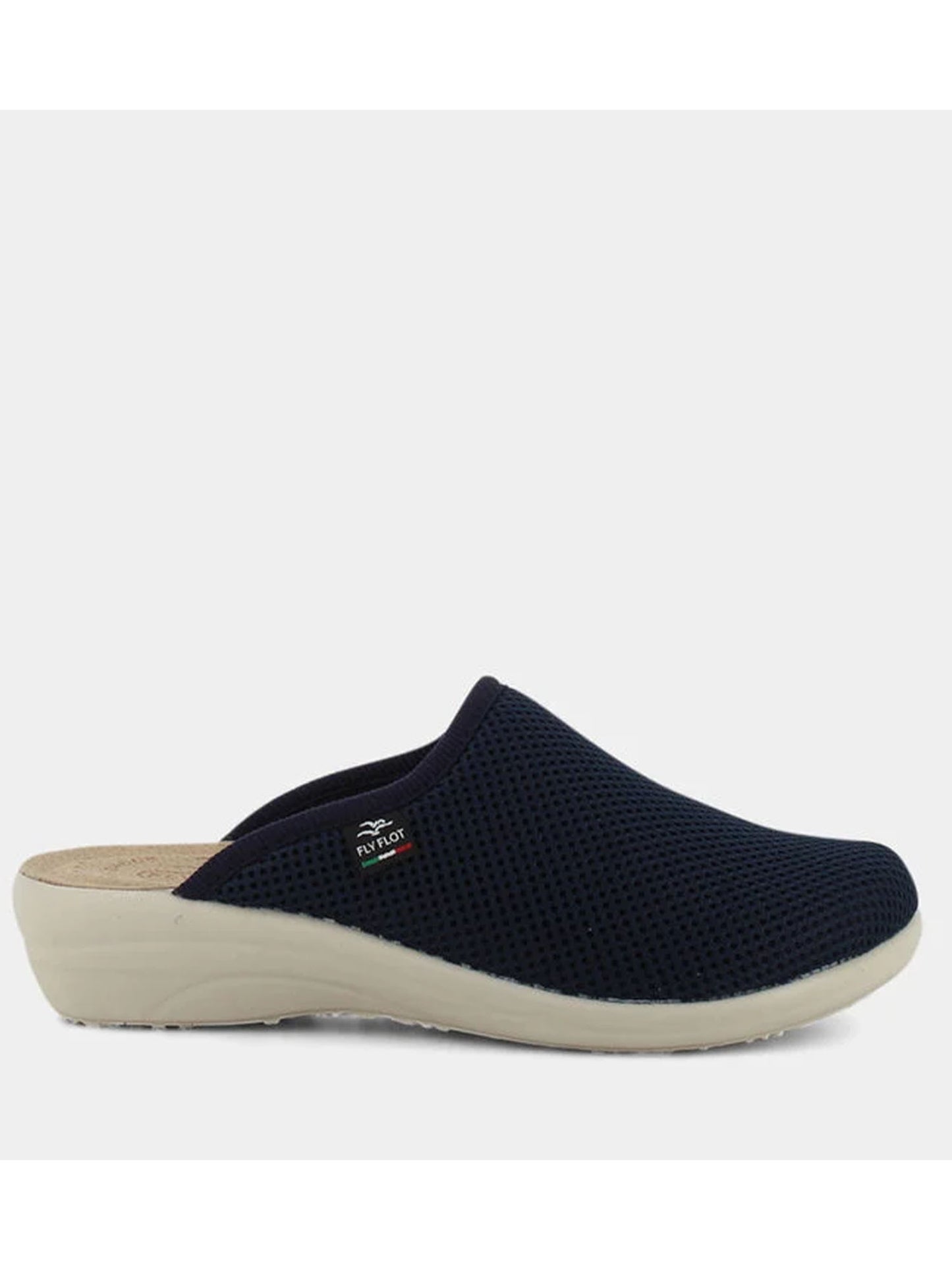 Ciabatta chiusa da donna Fly Flot in tessuto blu per uso quotidiano