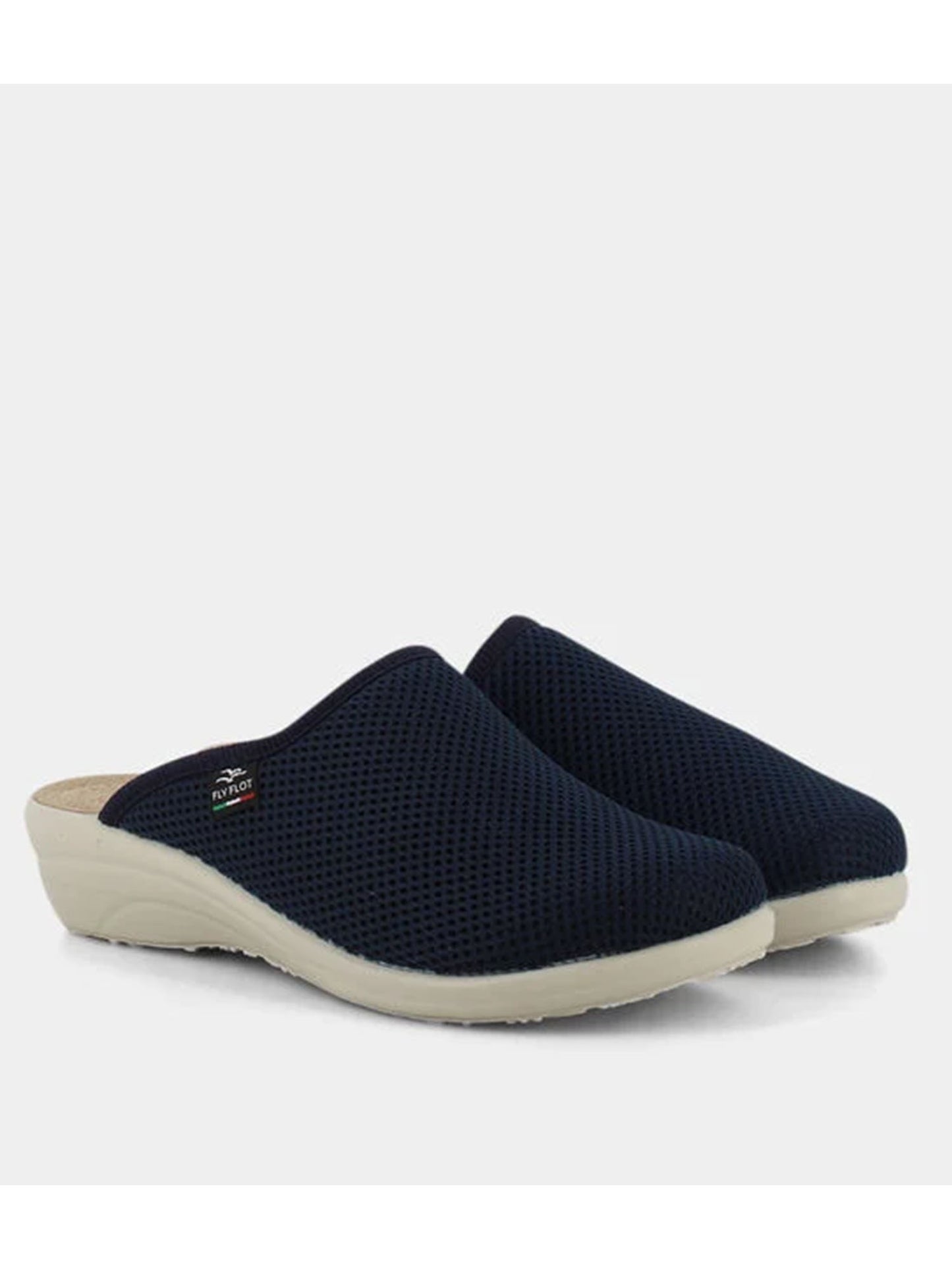Ciabatta chiusa da donna Fly Flot in tessuto blu per uso quotidiano