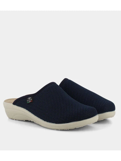 Ciabatta chiusa da donna Fly Flot in tessuto blu per uso quotidiano