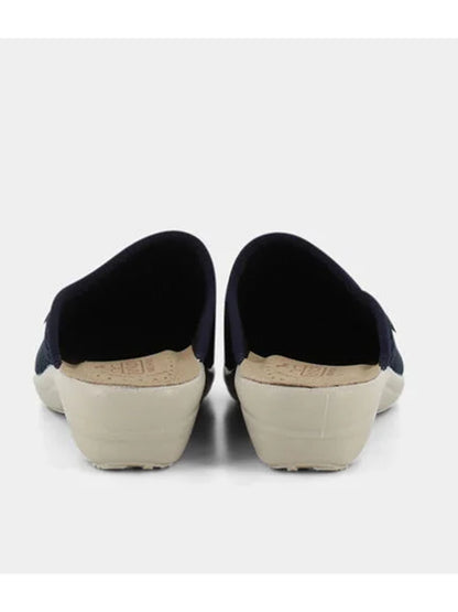 Ciabatta chiusa da donna Fly Flot in tessuto blu per uso quotidiano