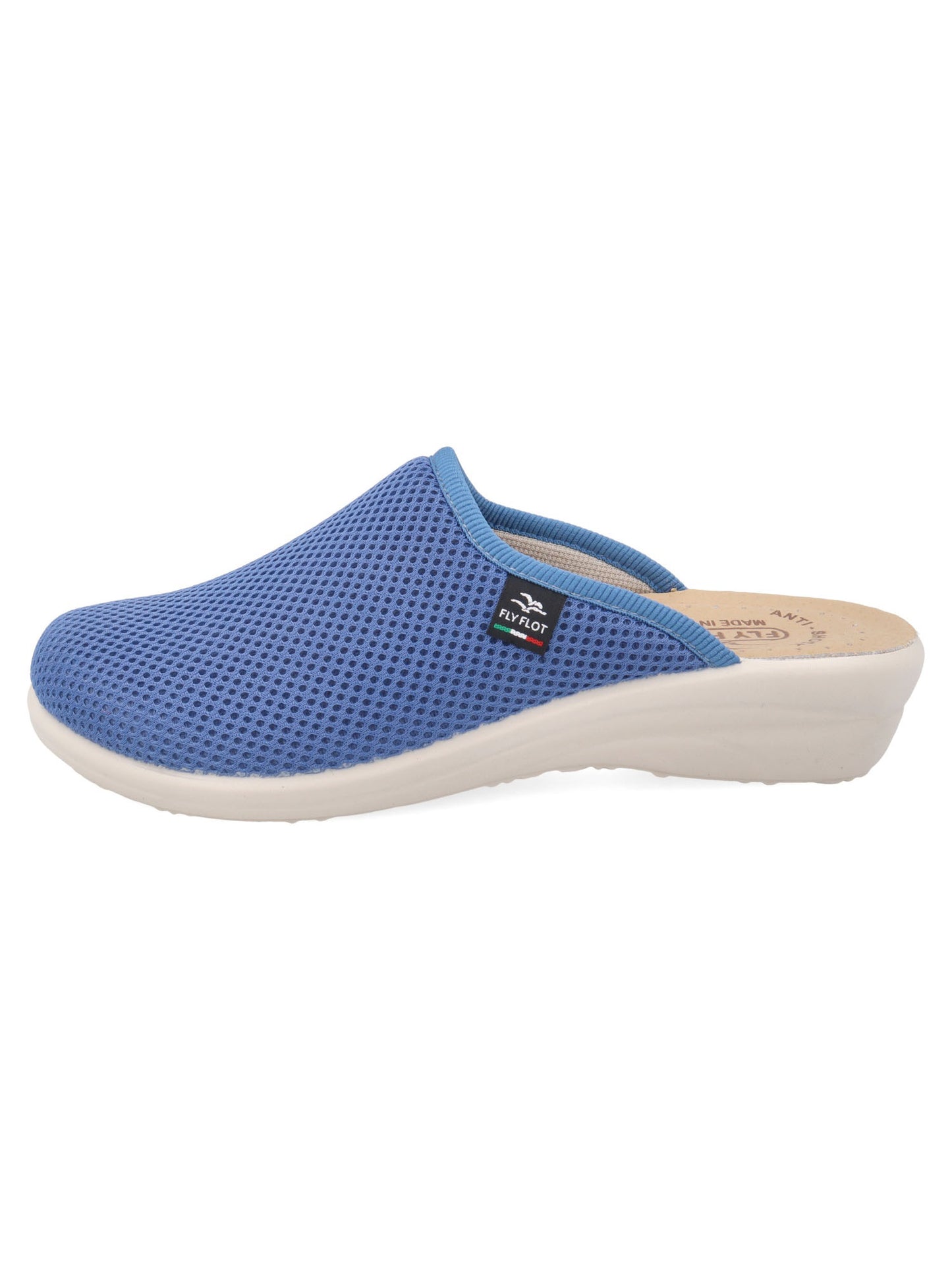 Ciabatta chiusa da donna Fly Flot blu in tessuto con suola in gomma