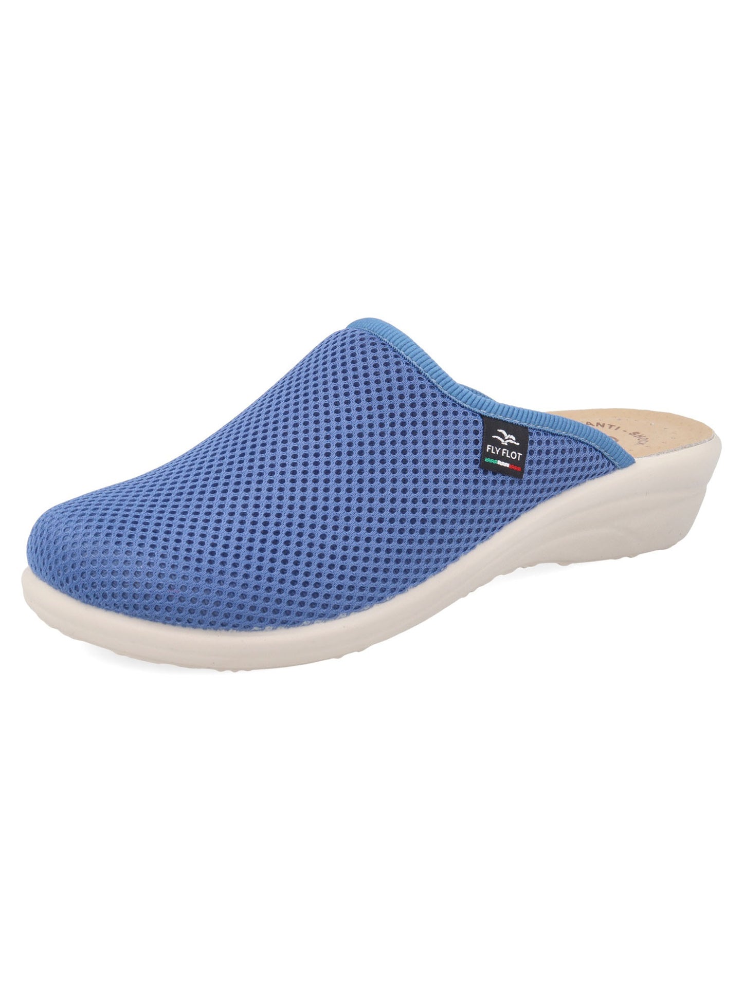 Ciabatta chiusa da donna Fly Flot blu in tessuto con suola in gomma