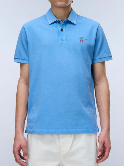 Polo Elbas SS 4 da uomo azzurra in cotone