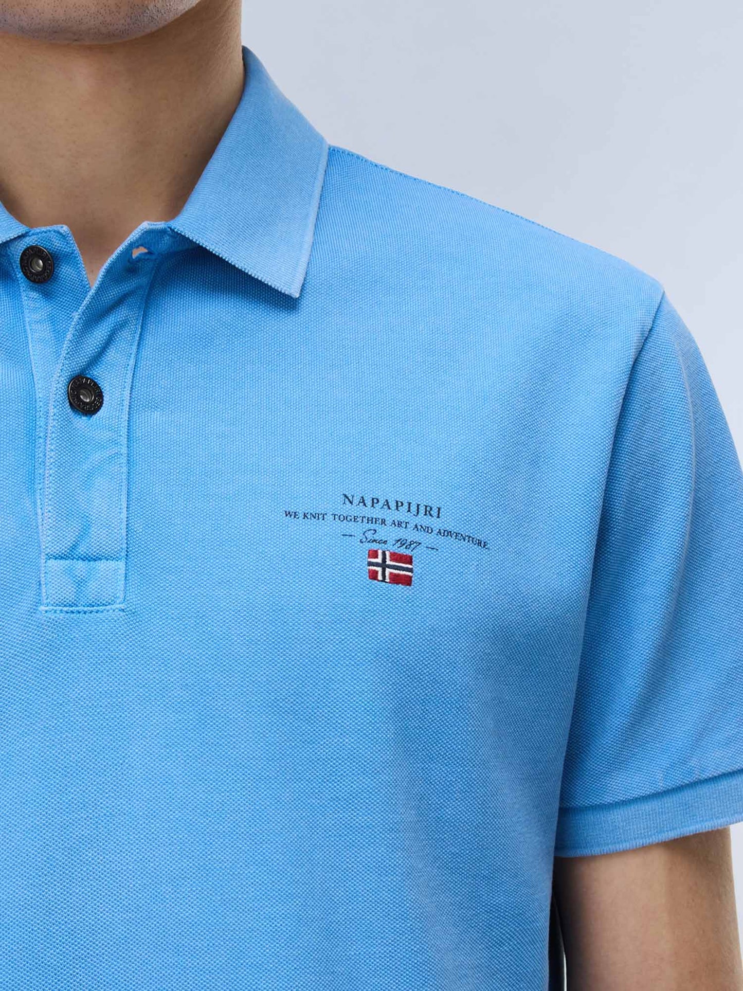 Polo Elbas SS 4 da uomo azzurra in cotone