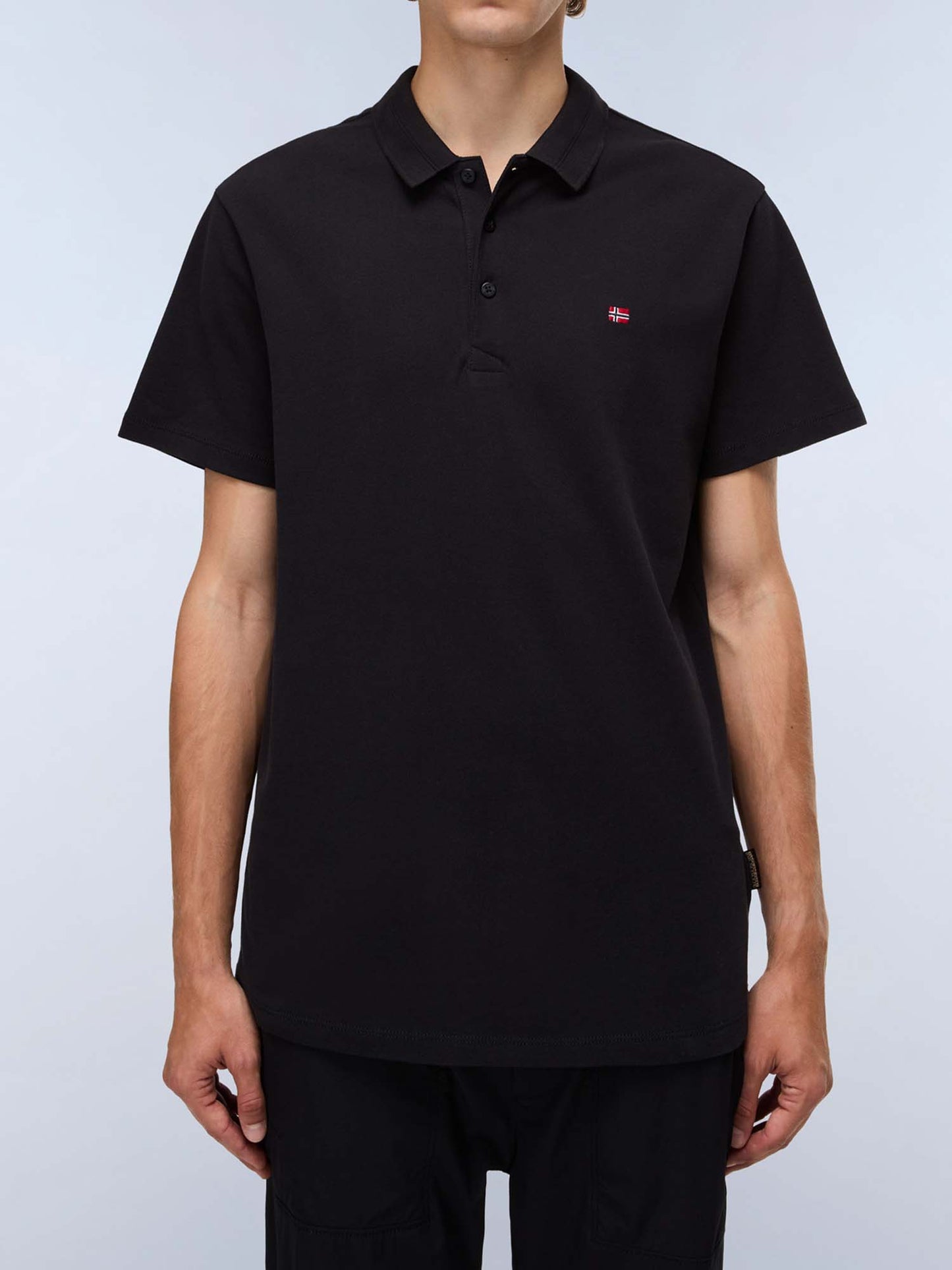 Polo Ealis di Napapijri da uomo in cotone nero con colletto italiano