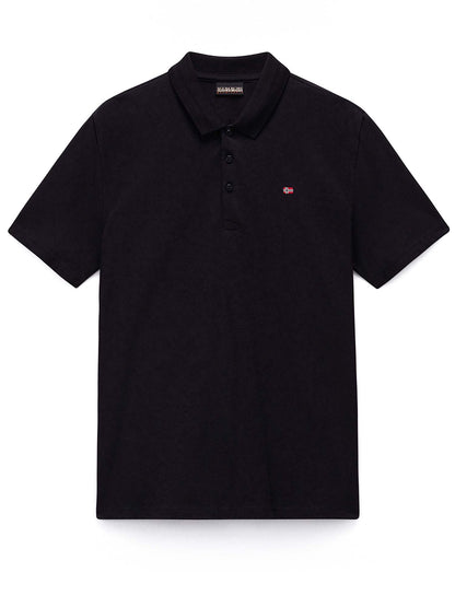 Polo Ealis di Napapijri da uomo in cotone nero con colletto italiano