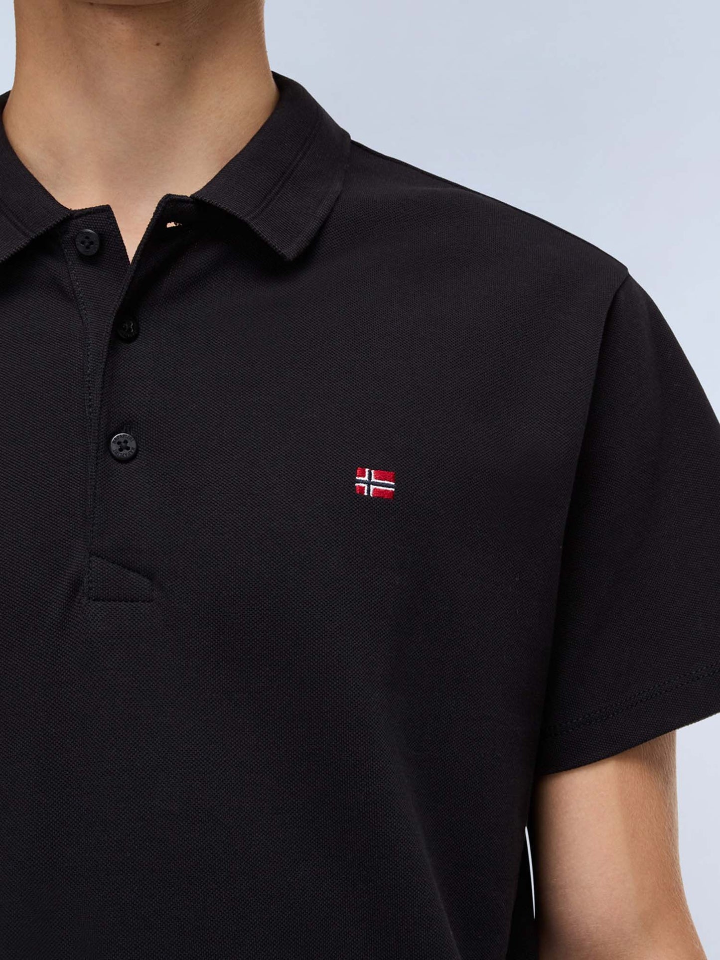 Polo Ealis di Napapijri da uomo in cotone nero con colletto italiano