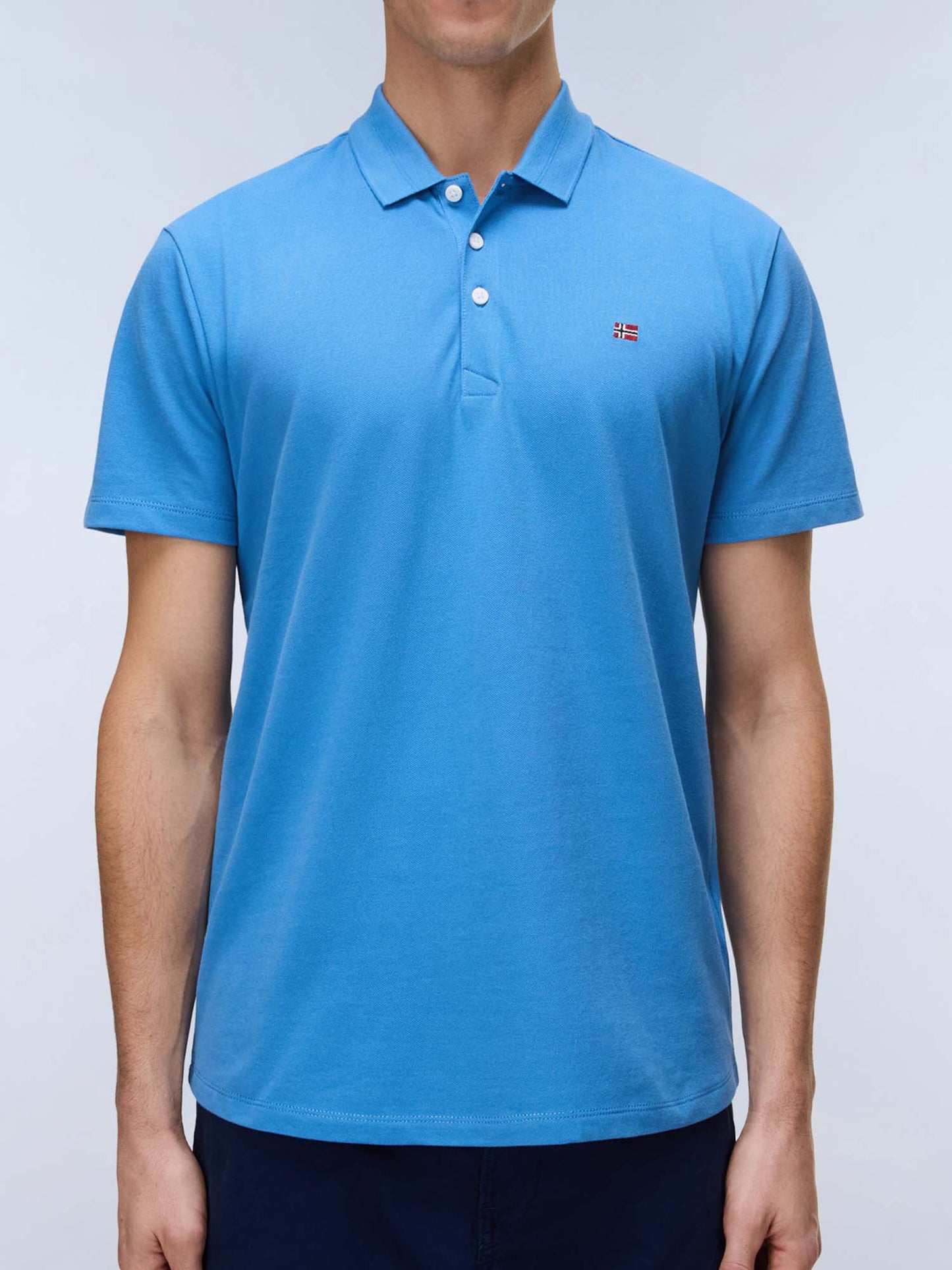 Napapijri Ealis SS, polo uomo azzurra in cotone