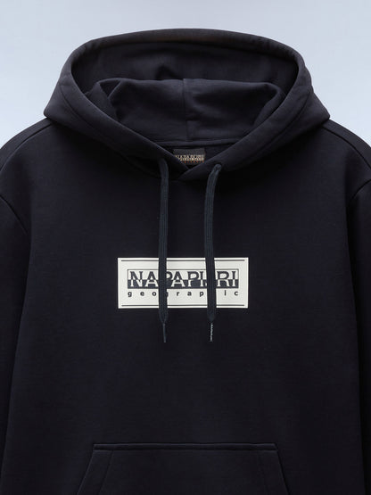 FELPA CON CAPPUCCIO BOX LOGO NAPAPIJRI DA UOMO NERO