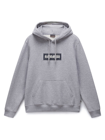 FELPA CON CAPPUCCIO BOX LOGO NAPAPIJRI DA UOMO GRIGIO