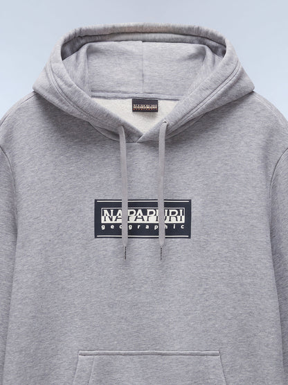 FELPA CON CAPPUCCIO BOX LOGO NAPAPIJRI DA UOMO GRIGIO