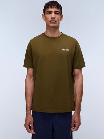 Napapijri S-Smallbox, t-shirt verde da uomo per la primavera-estate