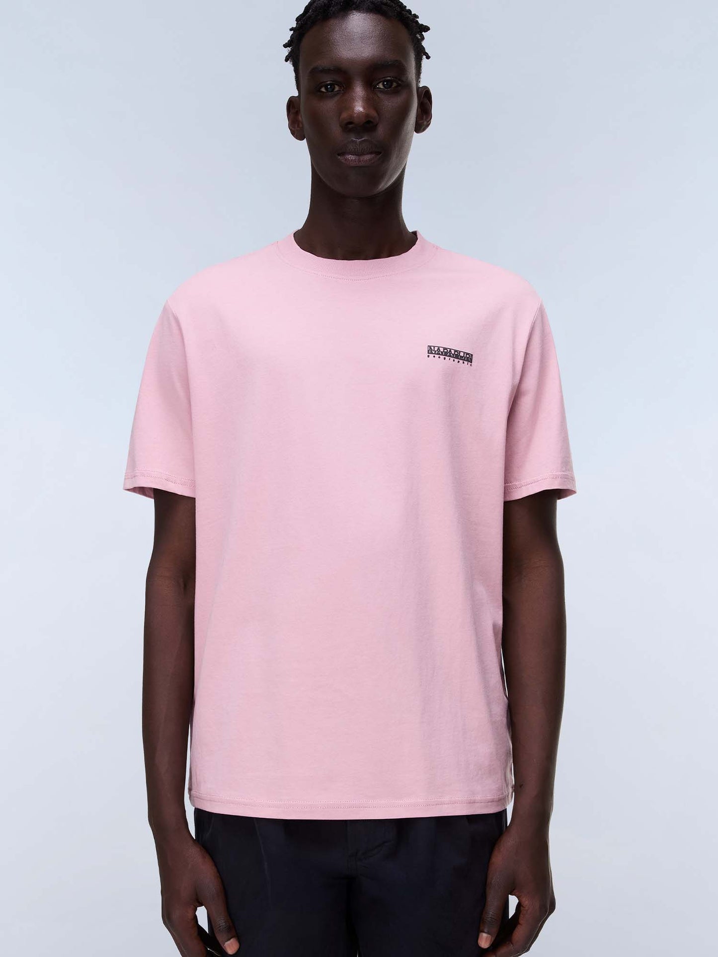 T-shirt da uomo Napapijri S-Small Box rosa in cotone