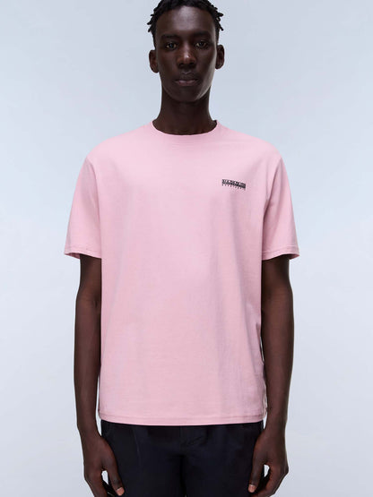 T-shirt da uomo Napapijri S-Small Box rosa in cotone