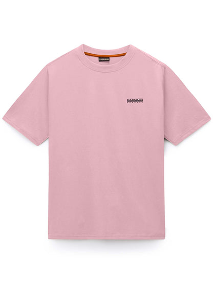 T-shirt da uomo Napapijri S-Small Box rosa in cotone