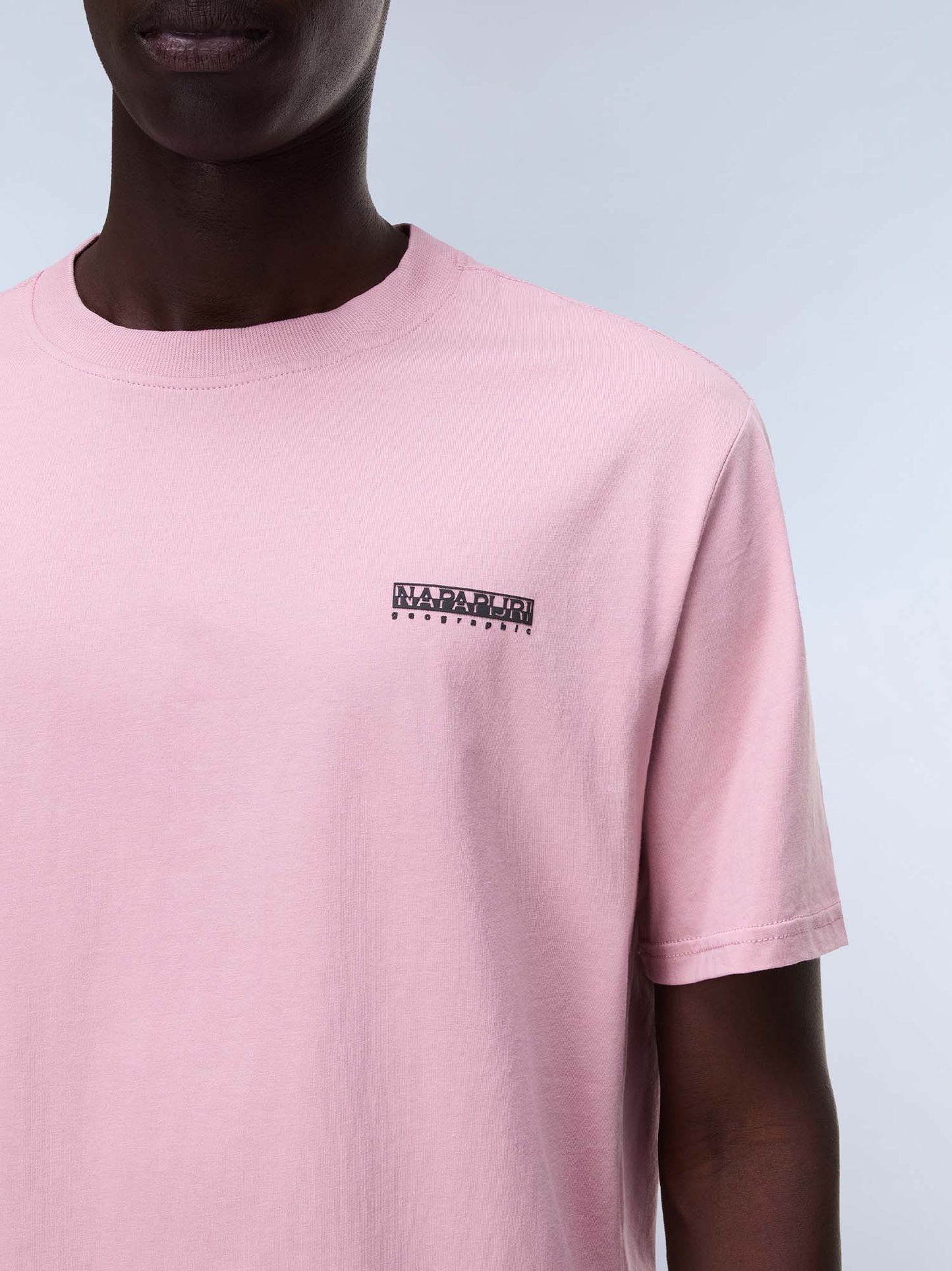 T-shirt da uomo Napapijri S-Small Box rosa in cotone