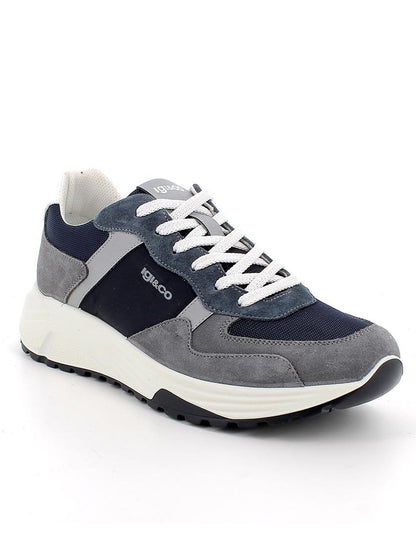 Sneakers Seth da uomo in pelle, scamosciato e tessile grigie