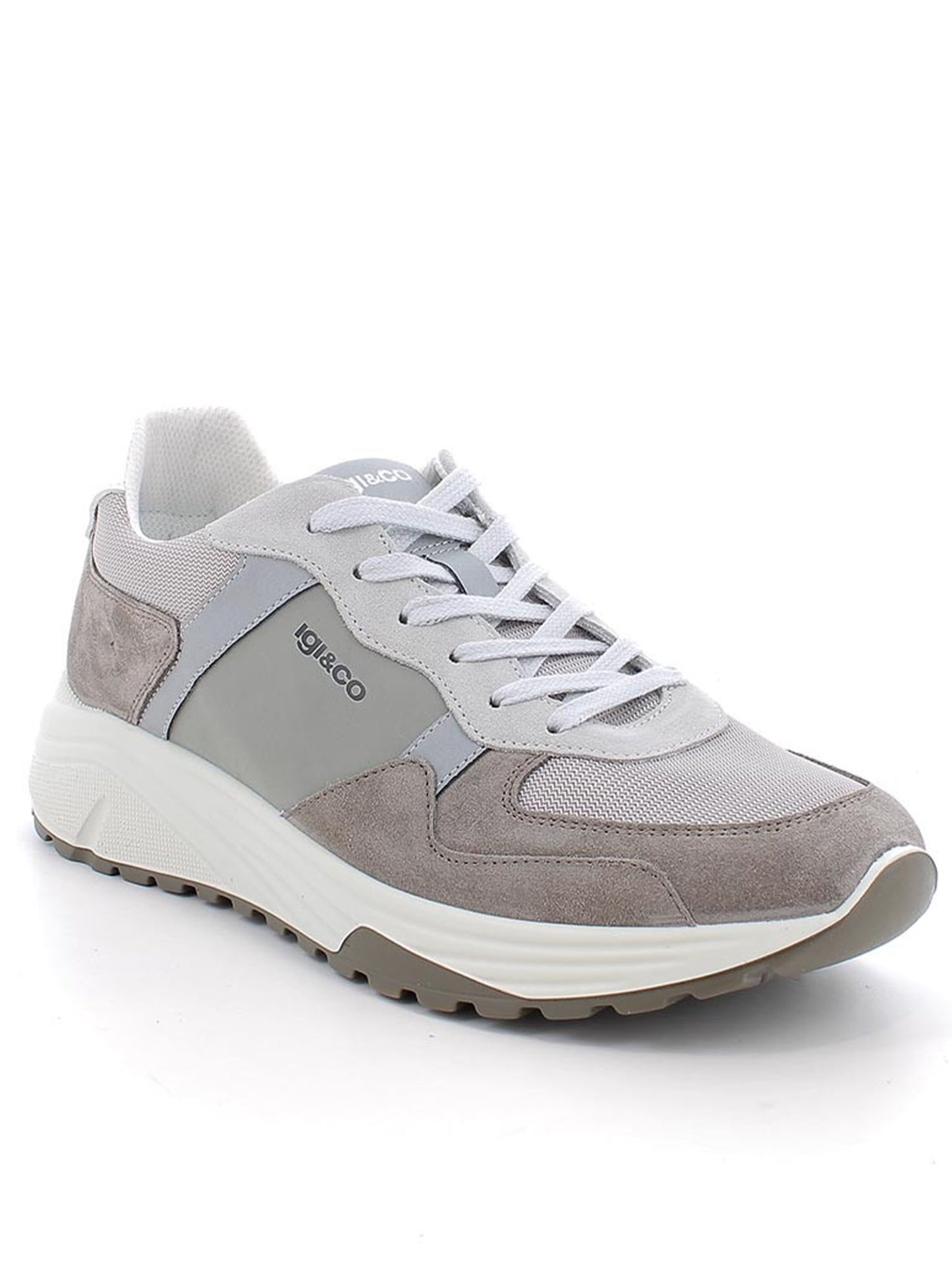 Sneakers Seth di Igi&Co in pelle e scamosciato grigio da uomo