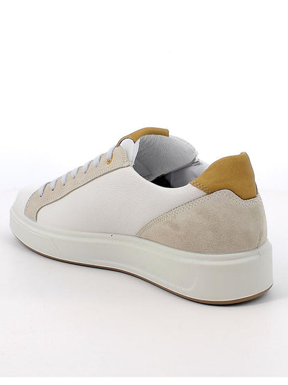 Sneakers Sten bianche da uomo in pelle con zip e stringhe