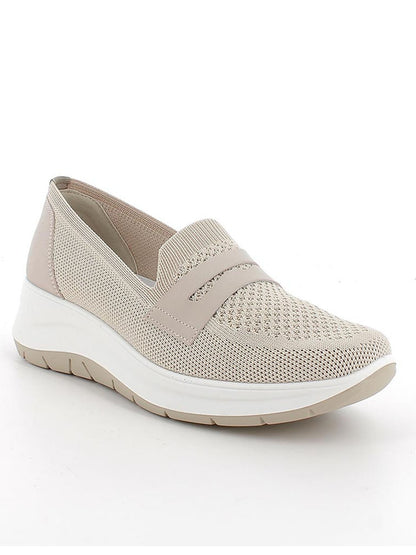 Mocassino donna Margo di Igi&Co in pelle crema con zeppa confortevole