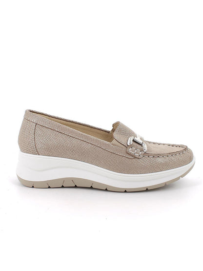 Mocassino Margo Igi&Co donna in pelle oro con zeppa elegante e casual