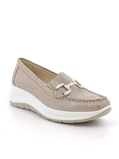 Mocassino Margo Igi&Co donna in pelle oro con zeppa elegante e casual