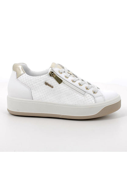 Sneakers Ava bianche da donna con zip e lacci per un comfort elegante