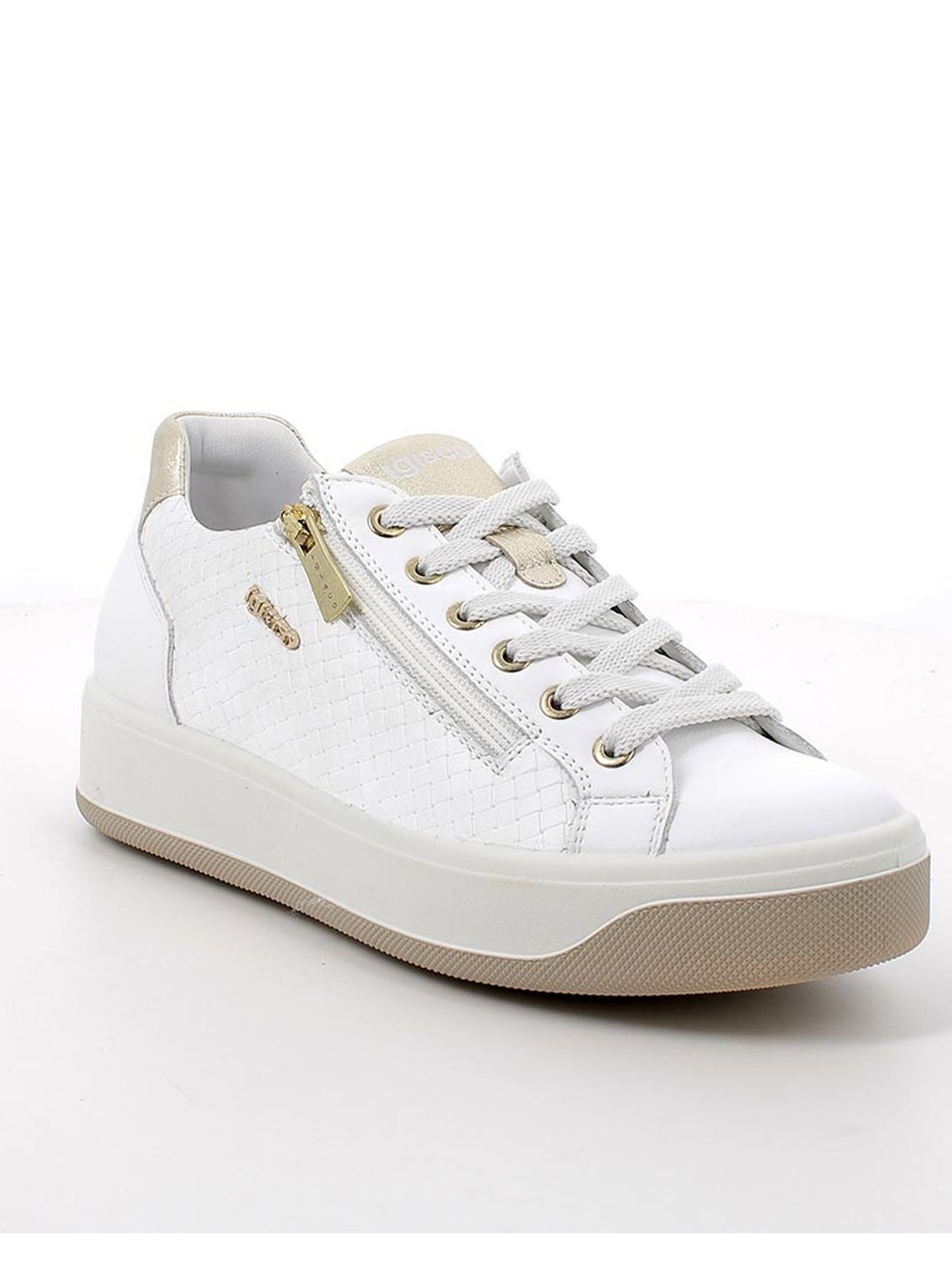 Sneakers Ava bianche da donna con zip e lacci per un comfort elegante