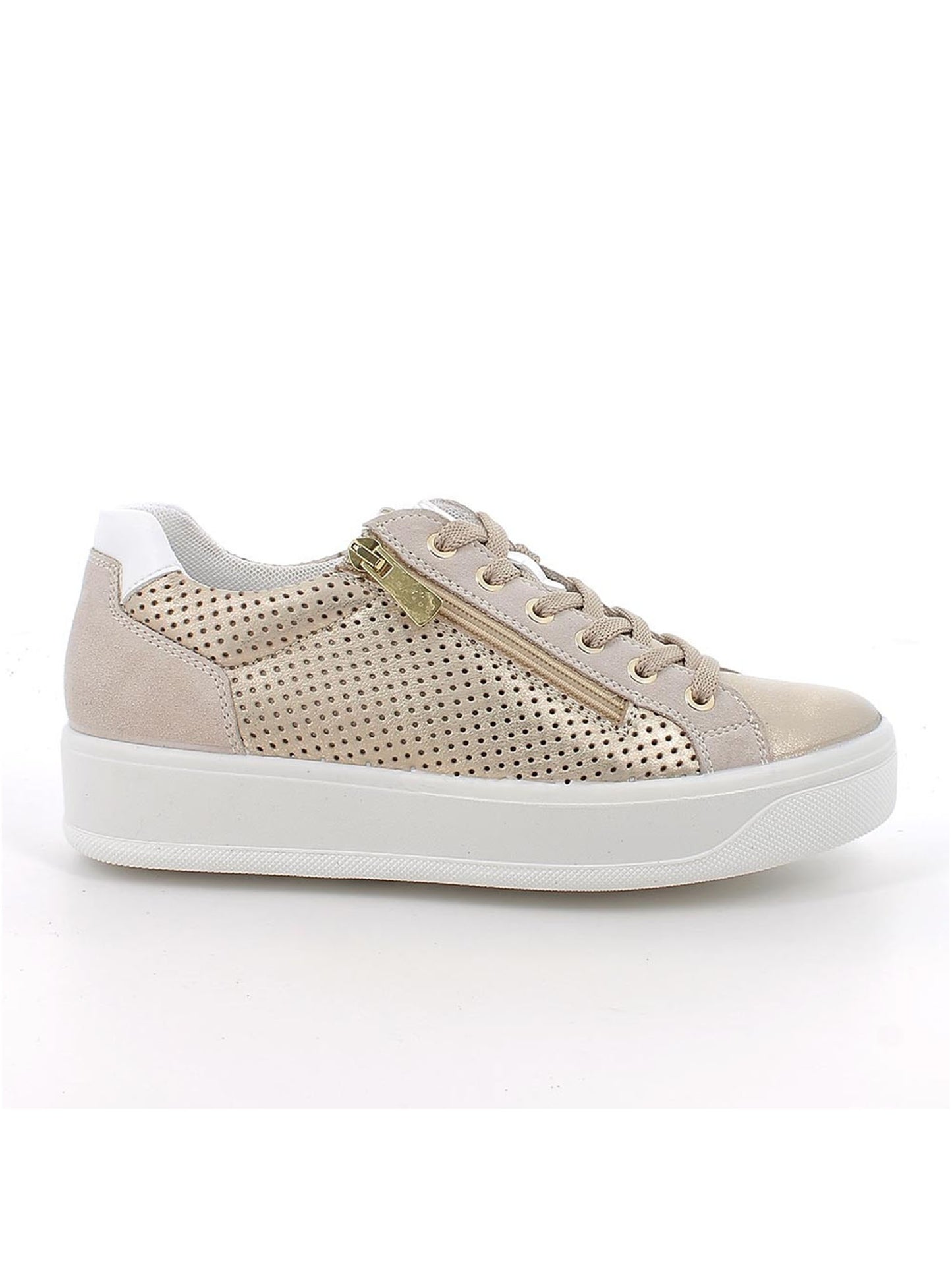 Sneakers Ava Igi&Co da donna in pelle e tessuto oro con platform