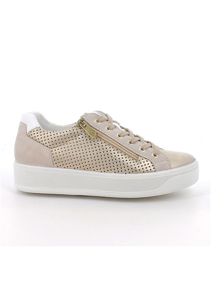 Sneakers Ava Igi&Co da donna in pelle e tessuto oro con platform
