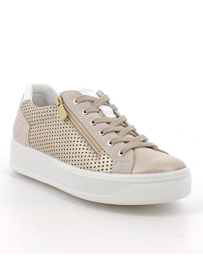 Sneakers Ava Igi&Co da donna in pelle e tessuto oro con platform