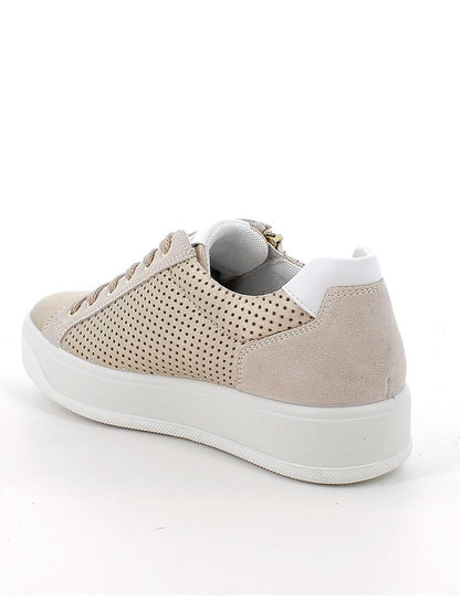 Sneakers Ava Igi&Co da donna in pelle e tessuto oro con platform