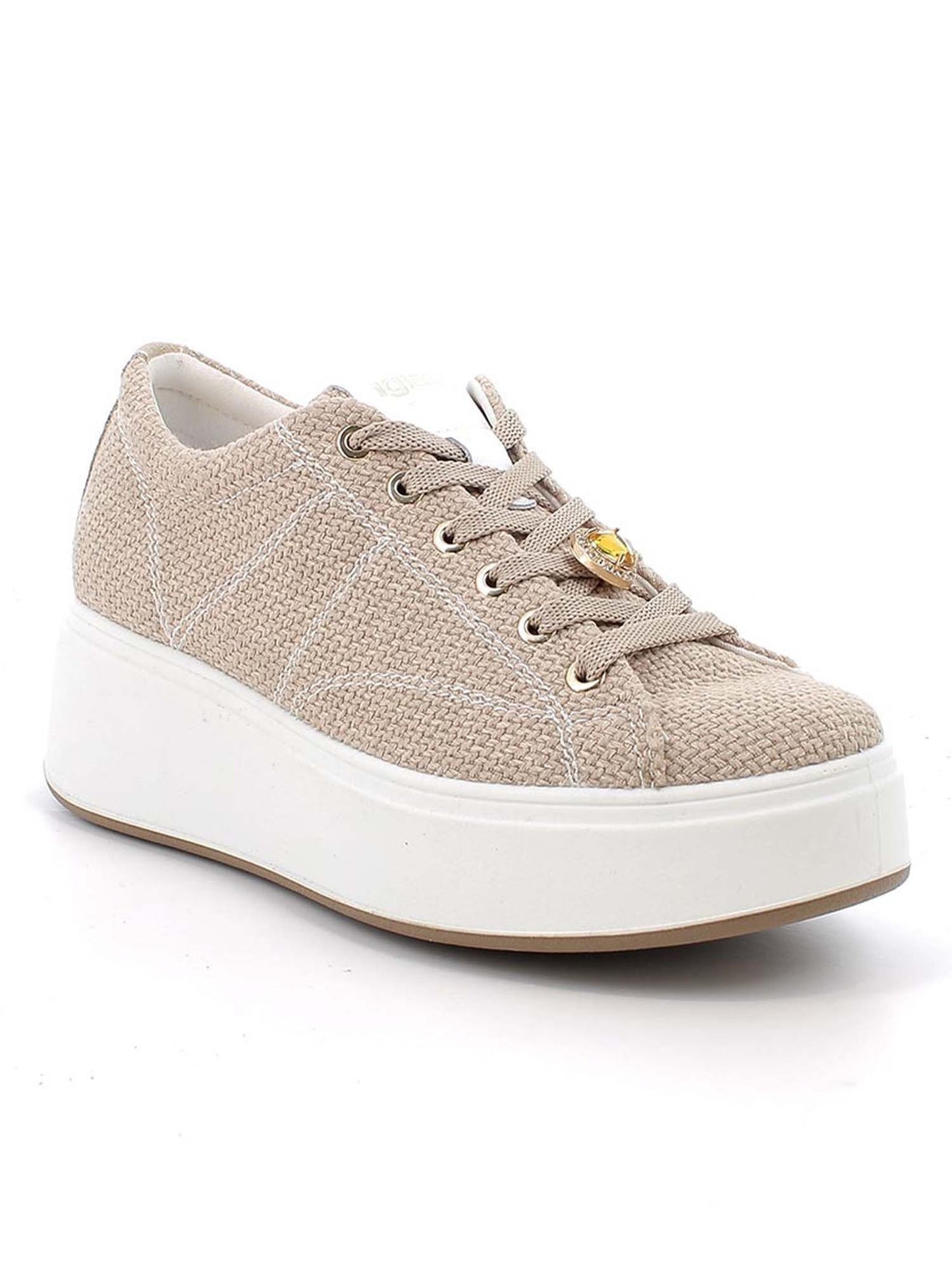 Sneakers Ally di Igi&Co con zeppa in tessuto giallo da donna