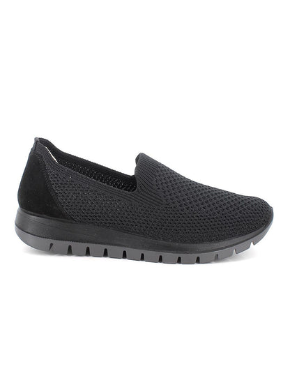 Mocassino da donna IGI&Co con zeppa in pelle e tessuto nero